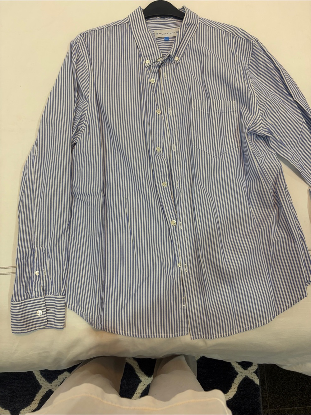 SOLID & STRIPED Blue and White Striped Button-Down Shirt